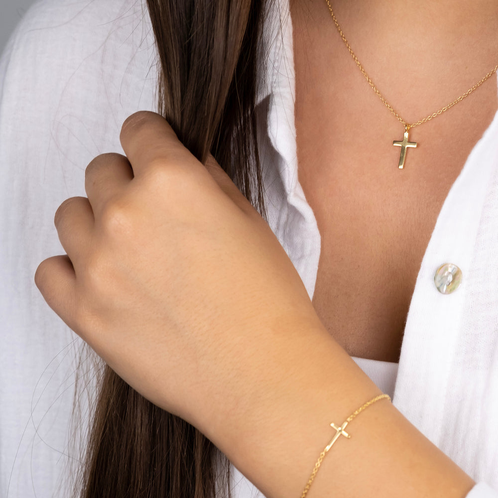 Armband 925er Silber Kreuz Gold