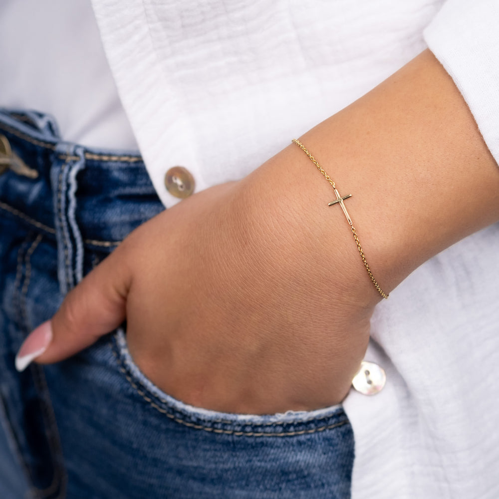 Armband 925er Silber Kreuz Gold
