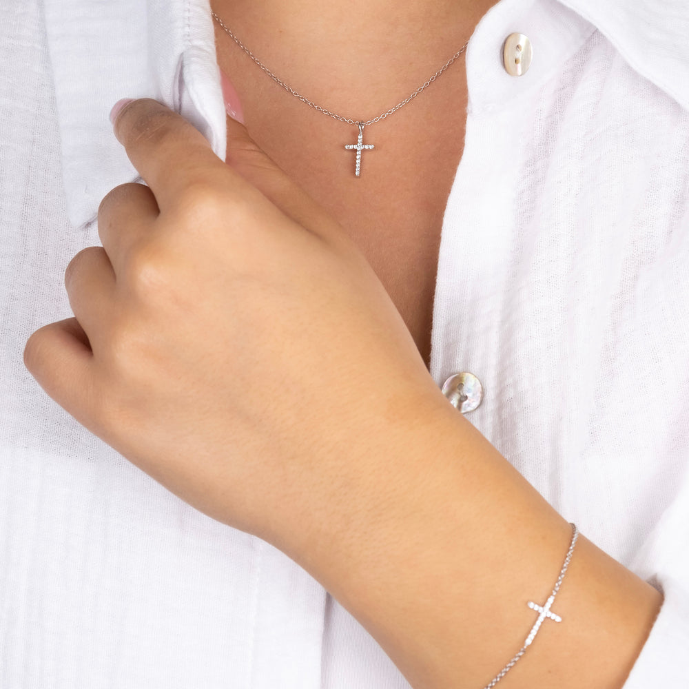 Armband 925er Silber Kreuz mit Zirkonia