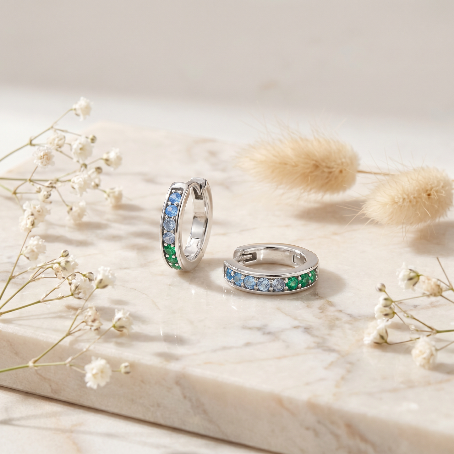 Creole 925er Silber Regenbogen mit Zirkonia Multicolor