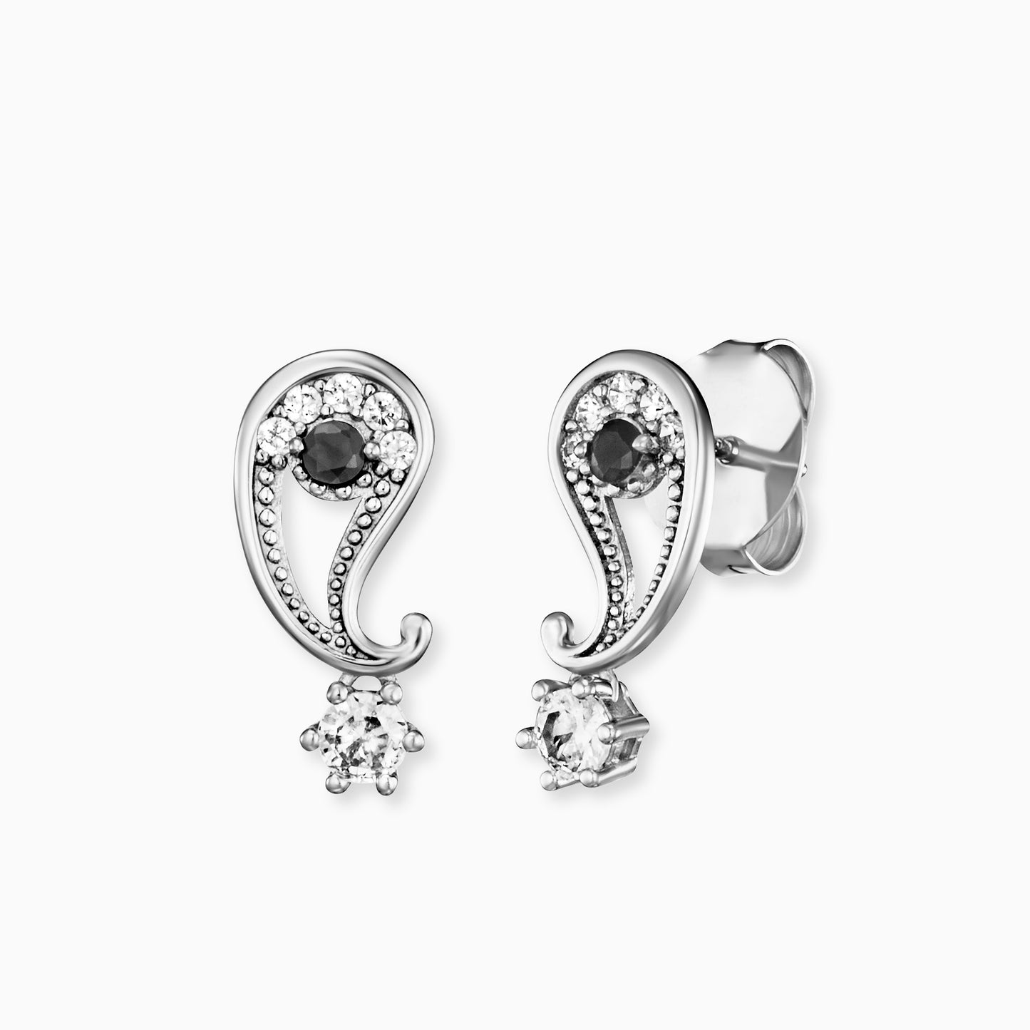 Ohrstecker 925er Silber Yin Yang mit Zirkonia