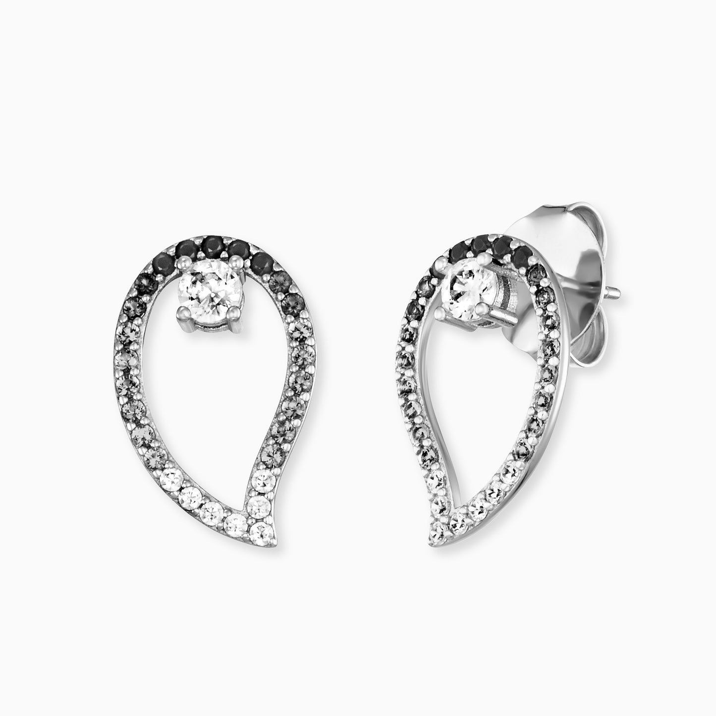 Ohrstecker 925er Silber Yin Yang Drop mit Zirkonia