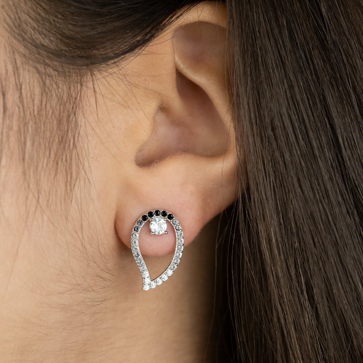 Ohrstecker 925er Silber Yin Yang Drop mit Zirkonia