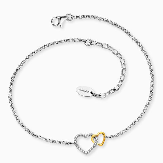 Fußkette Edelstahl Herzen Bicolor