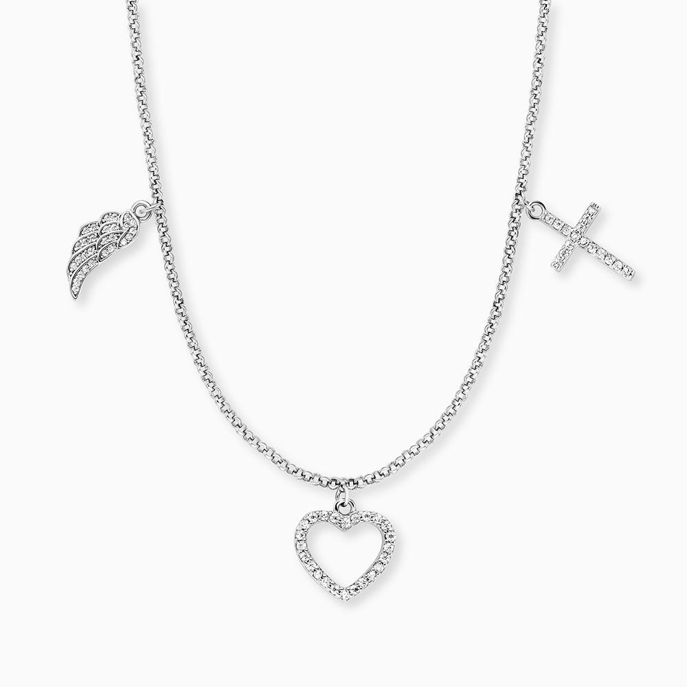Halskette 925er Silber Glaube Liebe Hoffnung mit Zirkonia