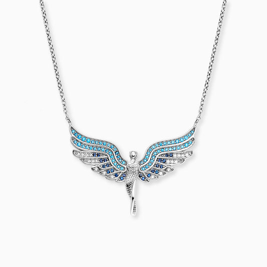 Halskette 925er Silber Schutzengel mit Zirkonia Multicolor