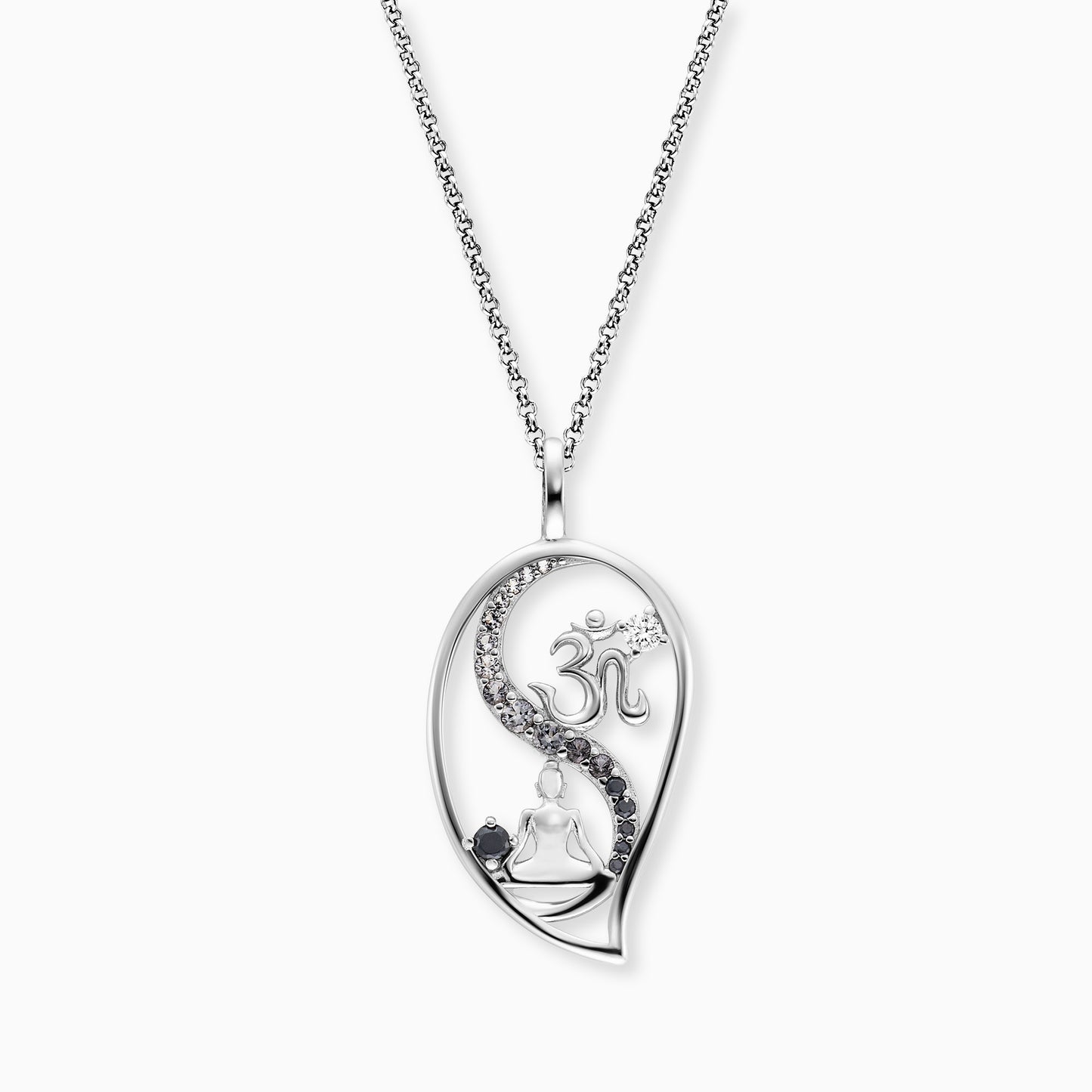 Halskette 925er Silber Yin Yang Tropfen mit Zirkonia