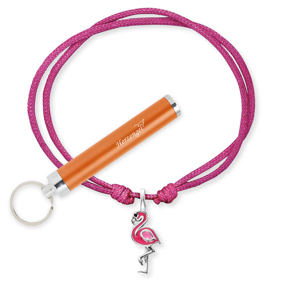 Kinder Armband Nylon Flamingo mit Emaille