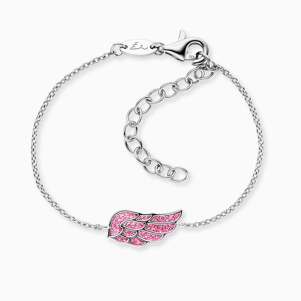 Armband Glitzerflügel Silber mit Emaille