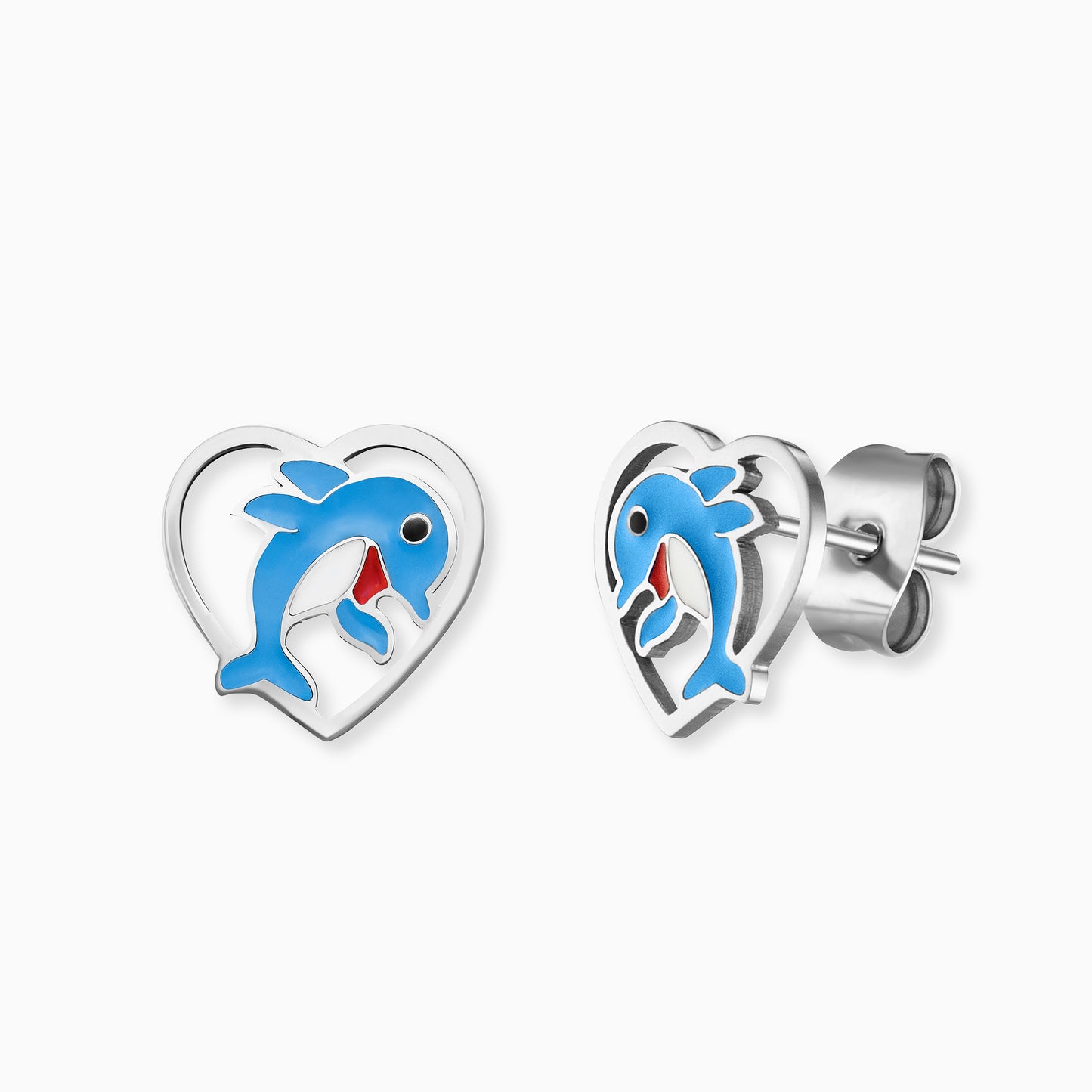Ohrstecker Delfin Edelstahl mit Emaille