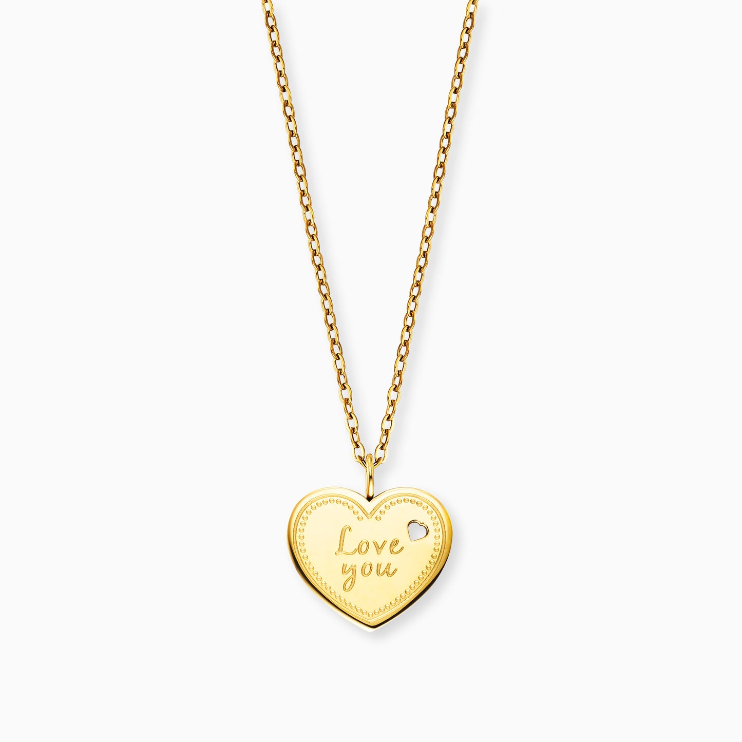 Grußkarte Love You mit Halskette Edelstahl Gold