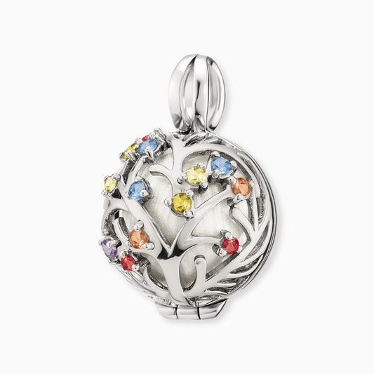 Anhänger 925er Silber Bloom Klangkugel Weiß mit Zirkonia Multicolor
