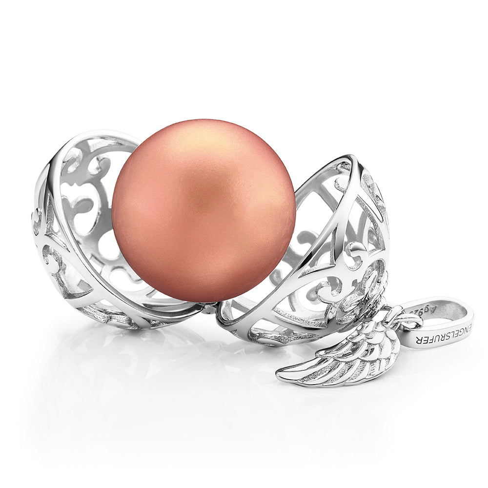 Anhänger 925er Silber Engelsrufer Flügel mit Klangkugel Rosé