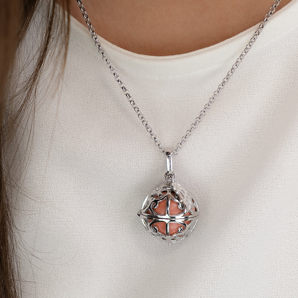 Anhänger 925er Silber Engelsrufer Flügel mit Klangkugel Rosé