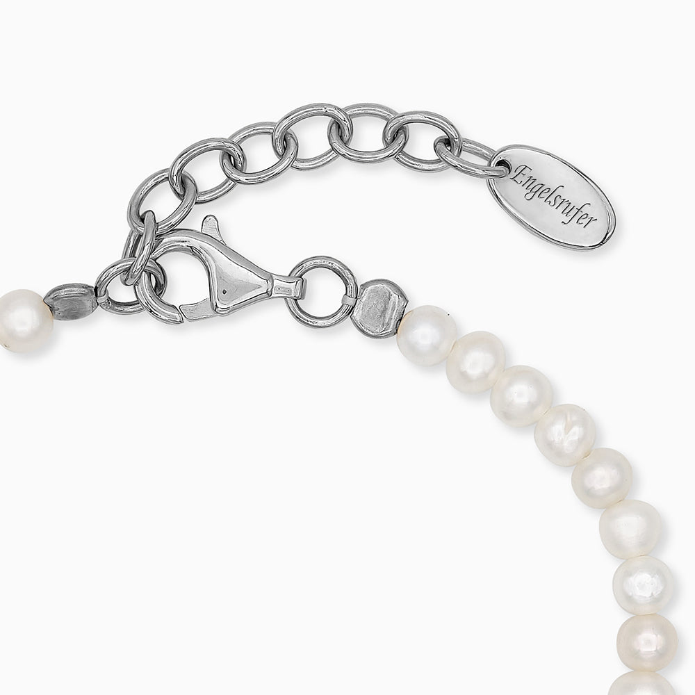 Armband 925er Silber Feder mit Süßwasserperlen