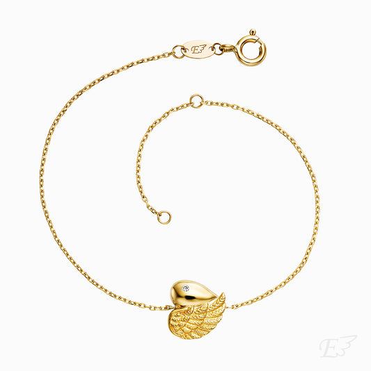 Armband 375er Echtgold Herzflügel mit Diamant