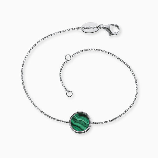 Armband 925er Silber mit Kraftstein Malachit