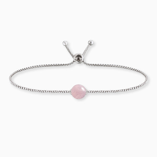 Armband 925er Silber mit Kraftstein Rosenquarz