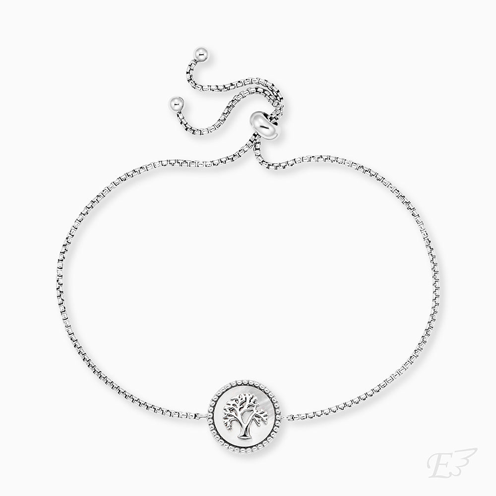 Armband 925er Silber Lebensbaum Perlmutt Weiß