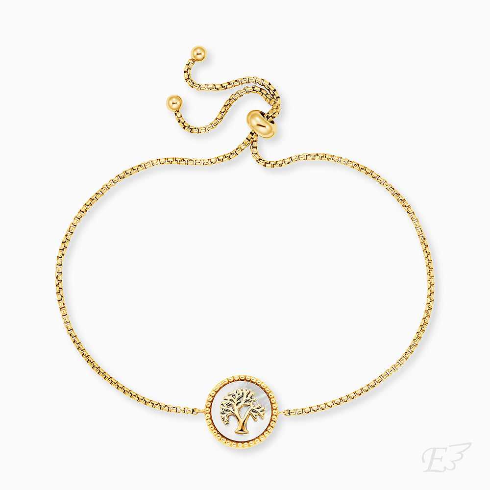 Armband 925er Silber Lebensbaum Gold Perlmutt Weiß