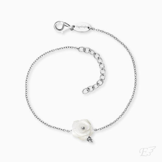 Armband 925er Silber Rose Perlmutt Weiß