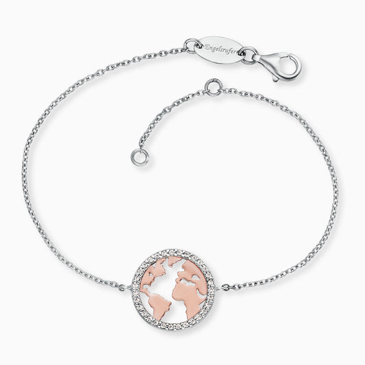 Armband 925er Silber Welt Bicolor mit Zirkonia