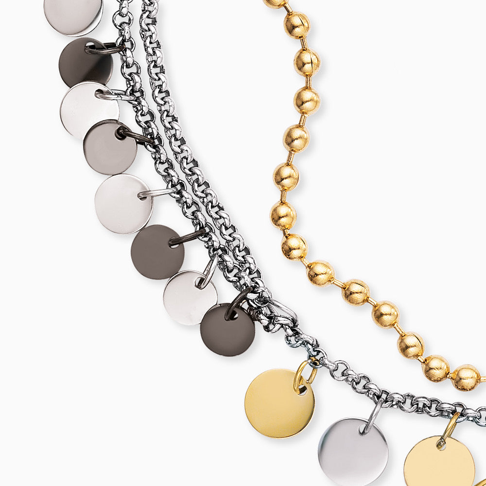 Duo 2 in 1: Armband Edelstahl BOHO Hand Fatimas Bicolor