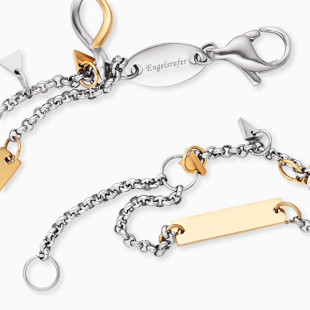 Duo 2 in 1: Armband Edelstahl BOHO Triangle Bicolor
