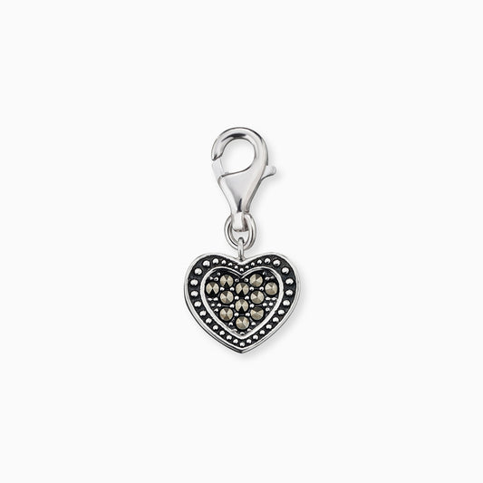 Charm 925er Silber Herz mit Markasit