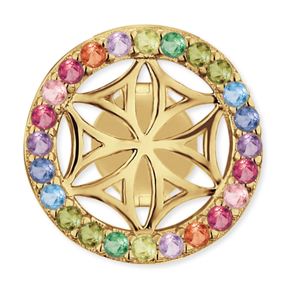 Ohrstecker 925er Silber Lebensblume Gold mit Zirkonia Multicolor