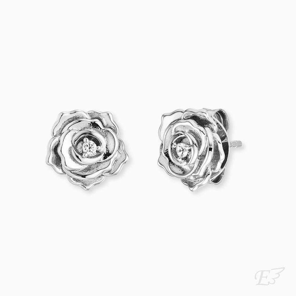 Ohrstecker 925er Silber Rose mit Zirkonia