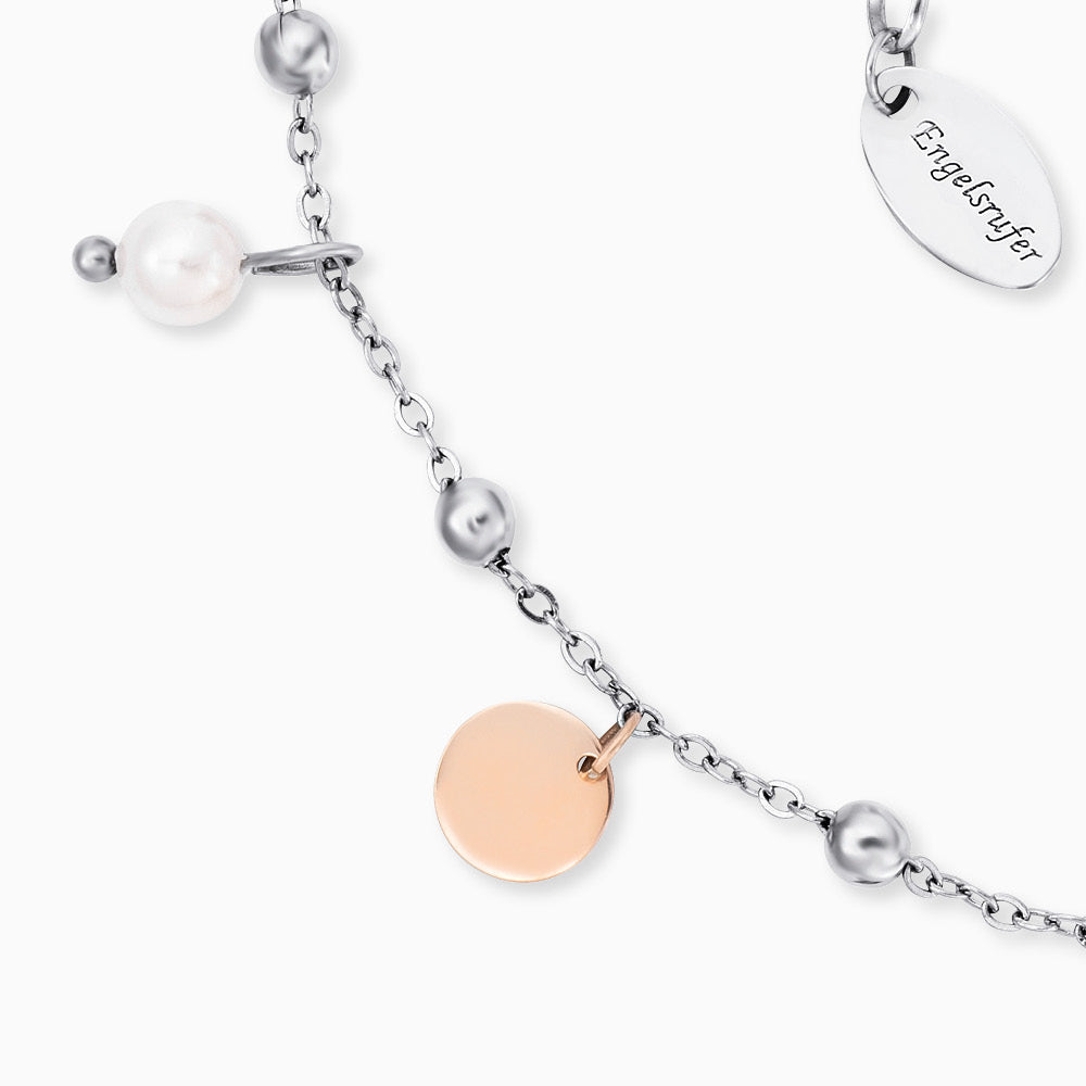 Fußkette Edelstahl Charms Bicolor mit Süßwasserperlen