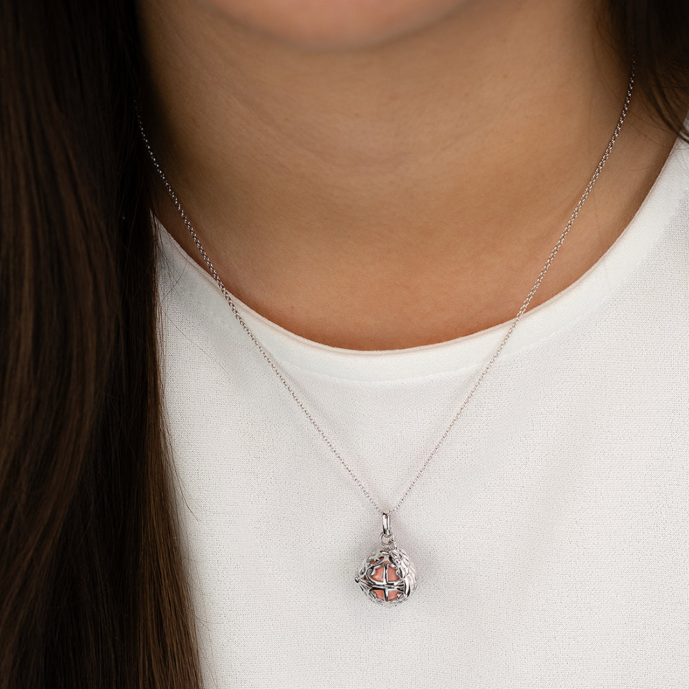 Halskette 925er Silber Engelsrufer mit Klangkugel Rosé Größe XS