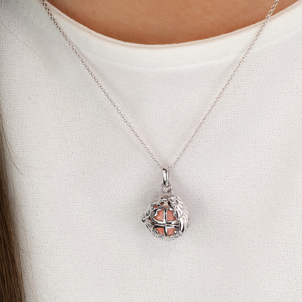 Halskette 925er Silber Engelsrufer mit Klangkugel Rosé Größe XS