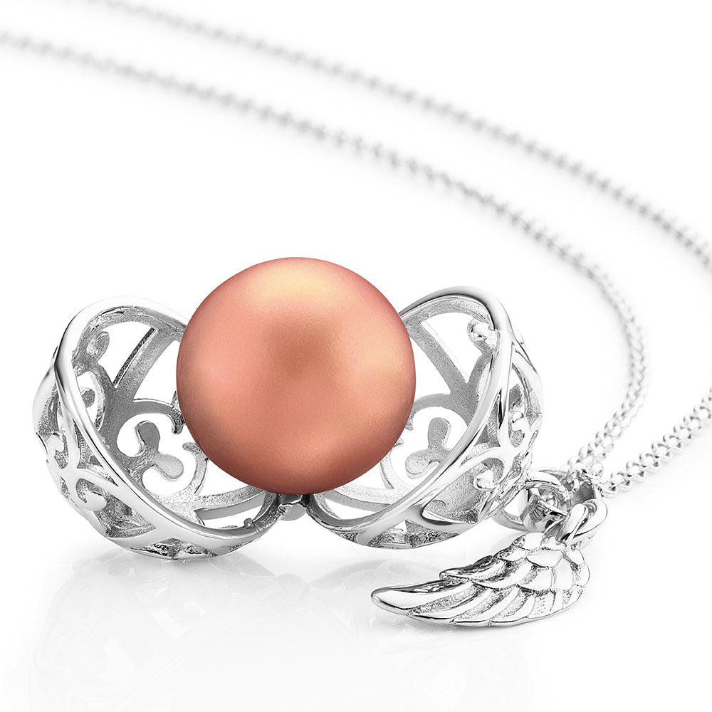 Halskette 925er Silber Engelsrufer mit Klangkugel Rosé Größe XS