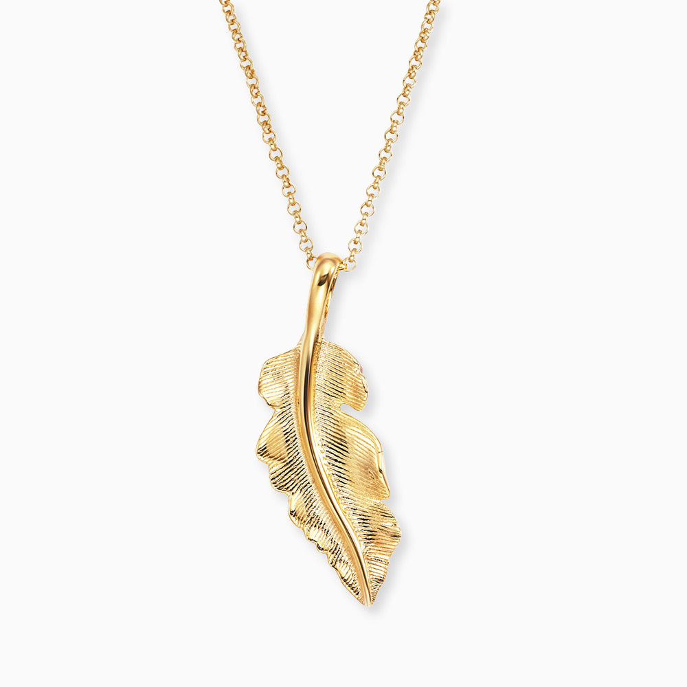 Halskette 925er Silber Feder Gold