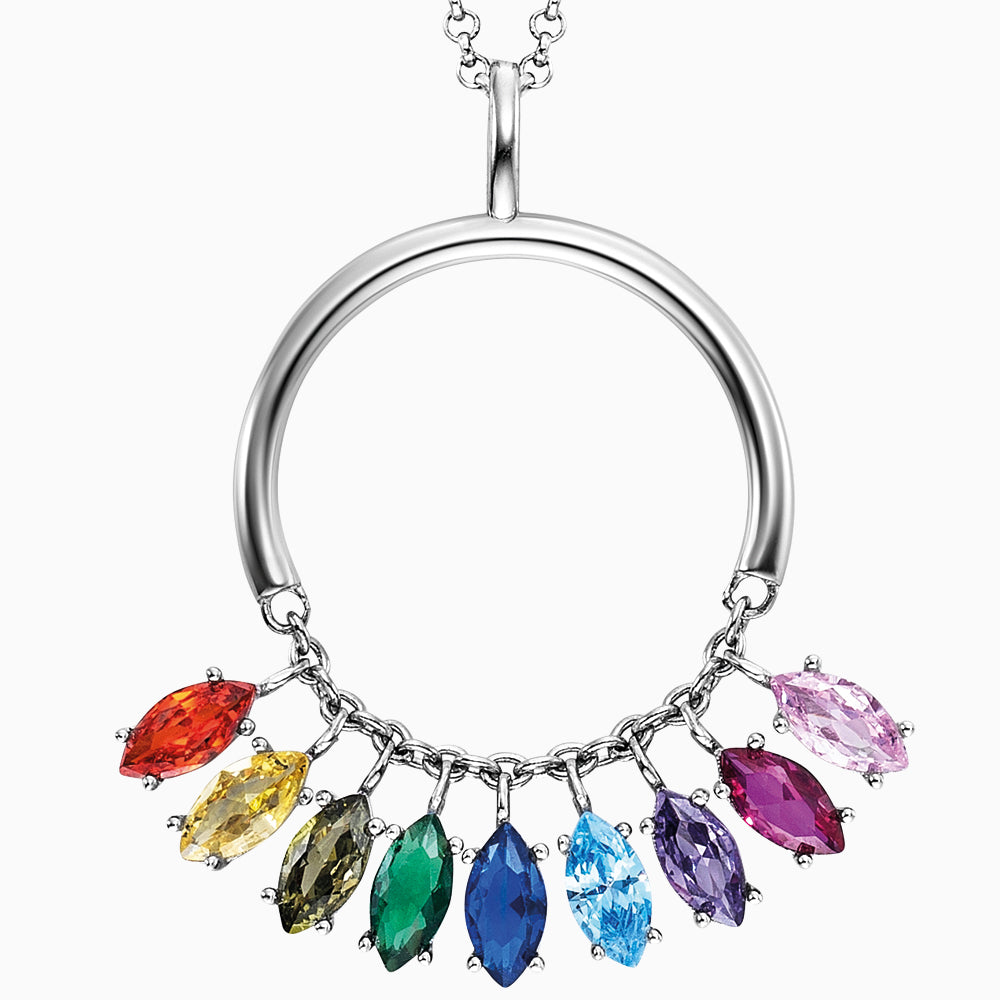 Halskette 925er Silber Flying Stones mit Zirkonia Multicolor