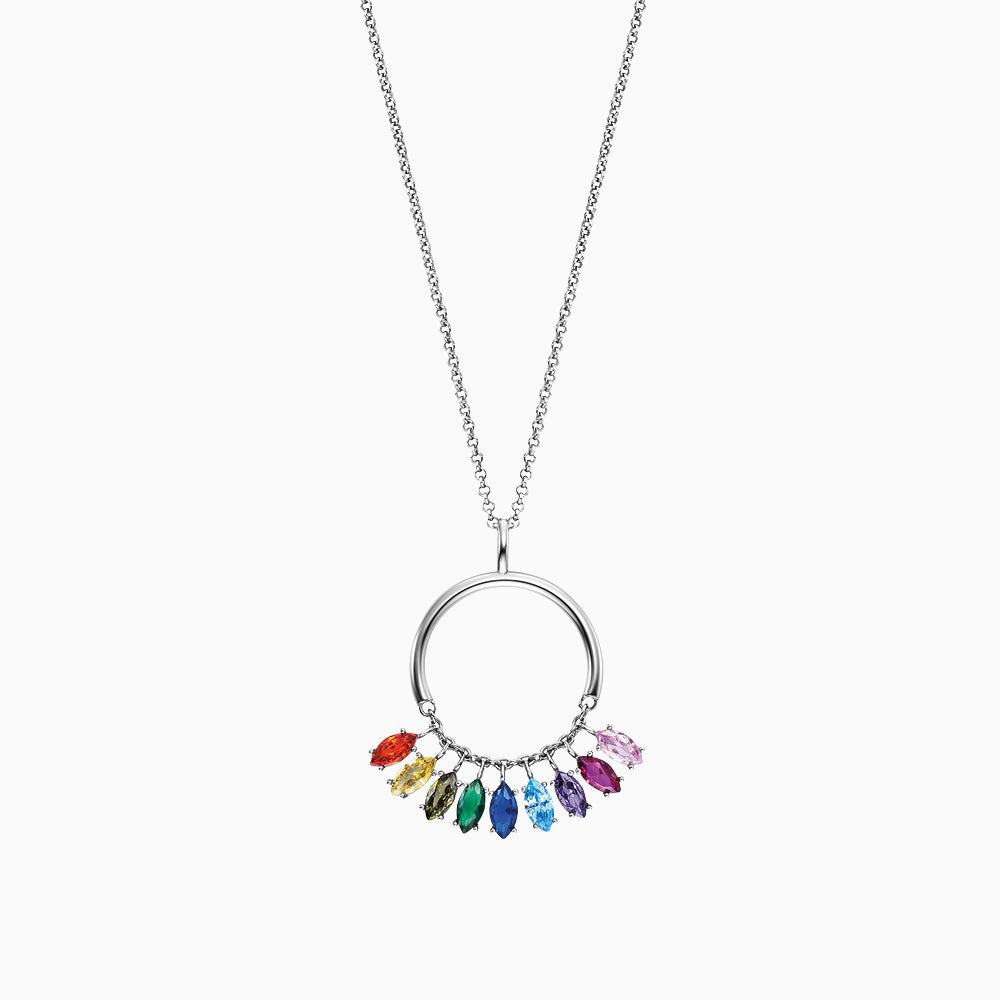 Halskette 925er Silber Flying Stones mit Zirkonia Multicolor
