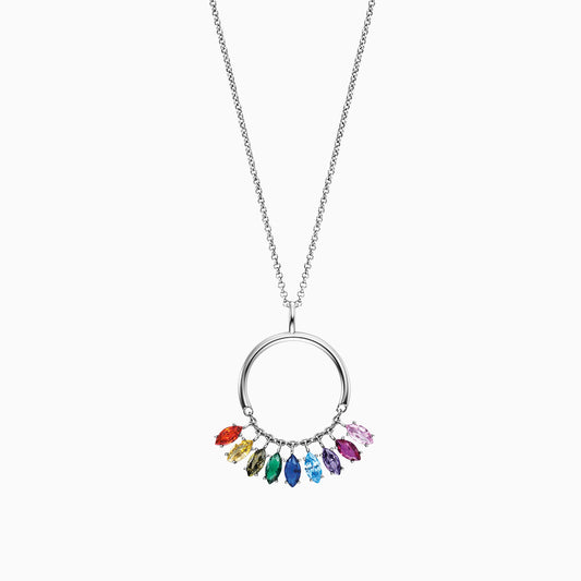 Halskette 925er Silber Flying Stones mit Zirkonia Multicolor