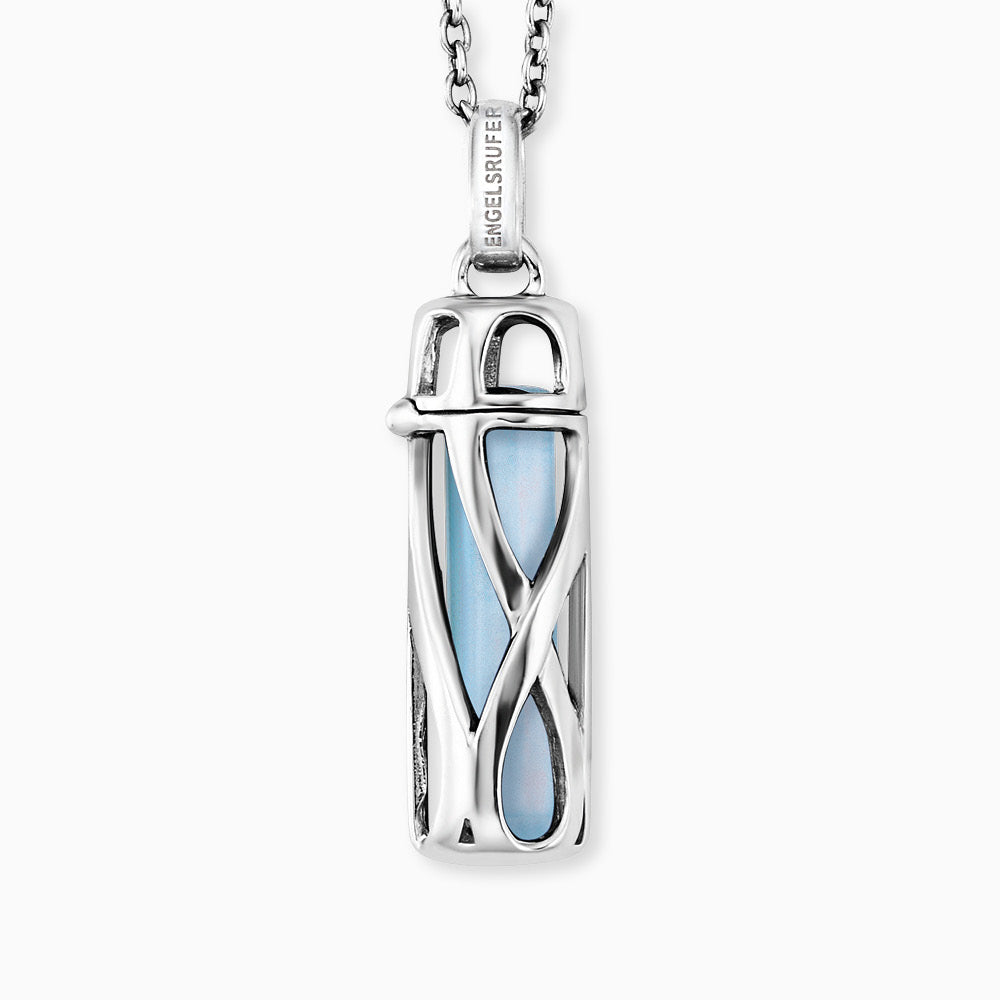 Halskette 925er Silber Powerful Stone mit Kraftstein Blauer Achat Größe S