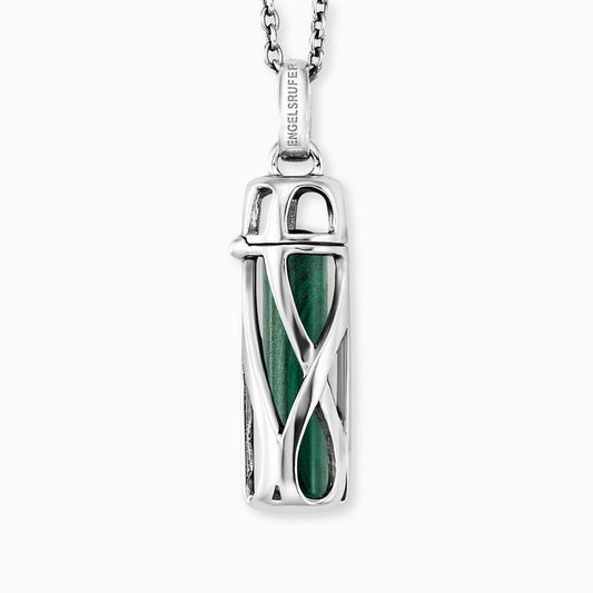 Halskette 925er Silber Powerful Stone mit Kraftstein Malachit Größe S