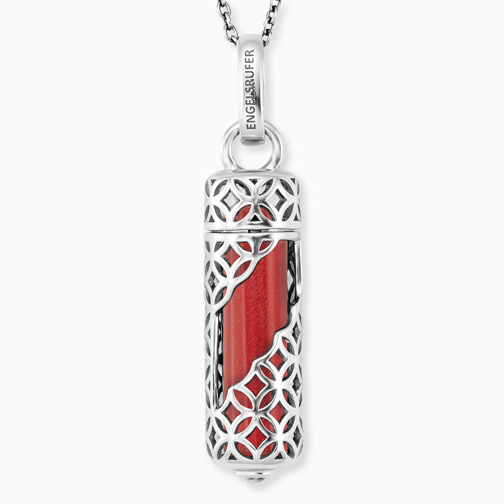 Halskette 925er Silber Powerful Stone mit Kraftstein Roter Jaspis Größe M