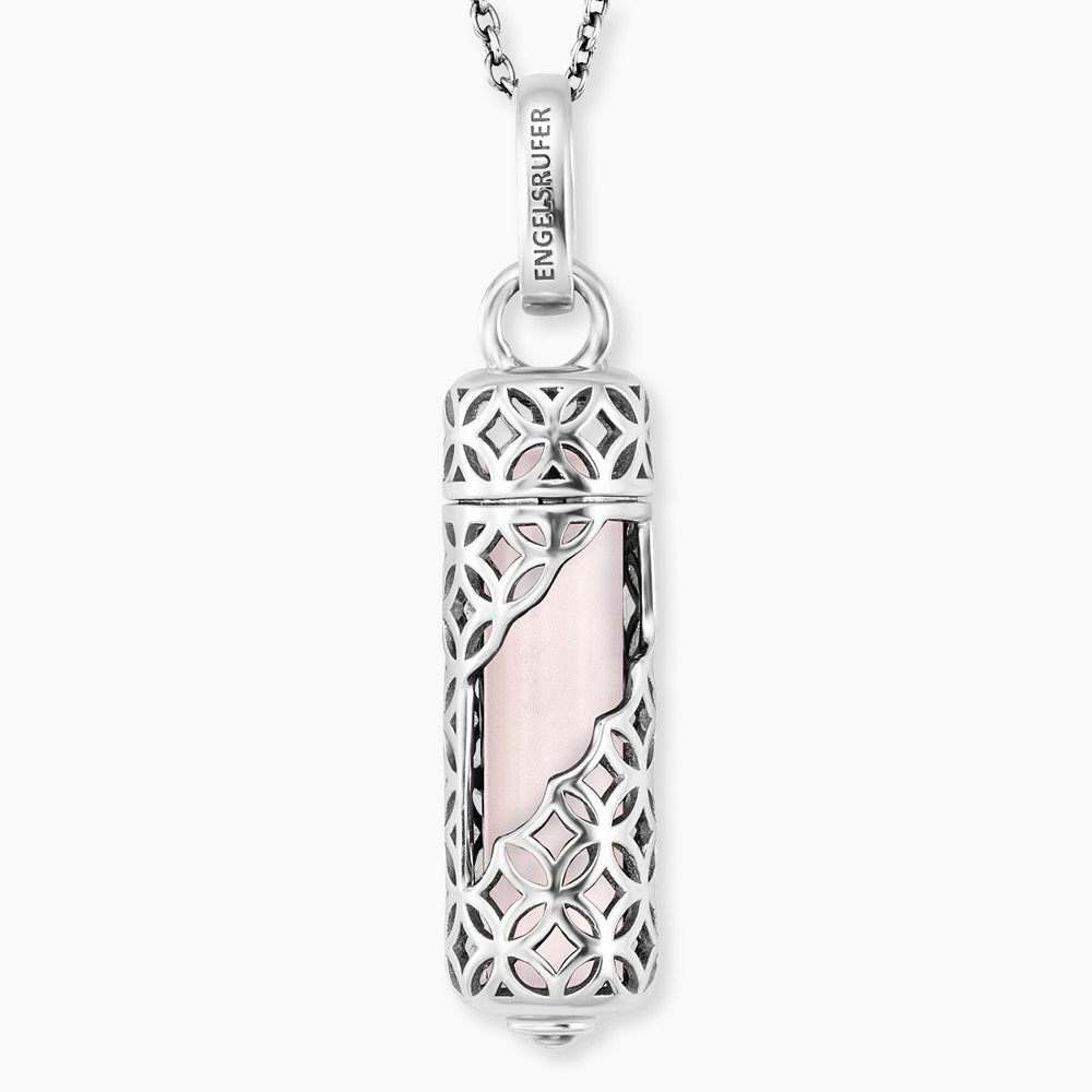 Halskette 925er Silber Powerful Stone mit Kraftstein Rosenquarz Größe M