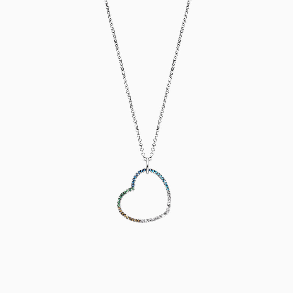 Halskette 925er Silber Herz mit Zirkonia Multicolor