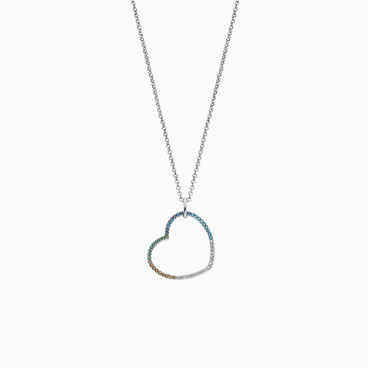 Halskette 925er Silber Herz mit Zirkonia Multicolor