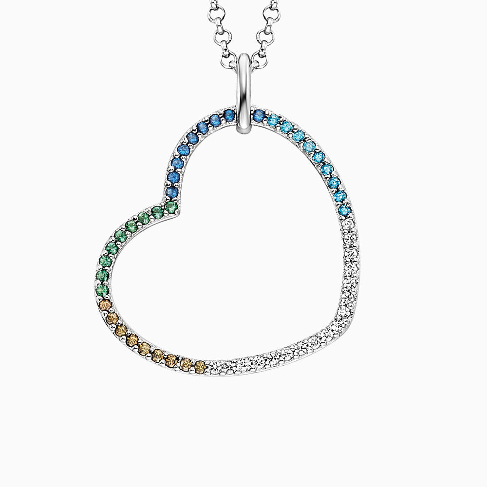 Halskette 925er Silber Herz mit Zirkonia Multicolor