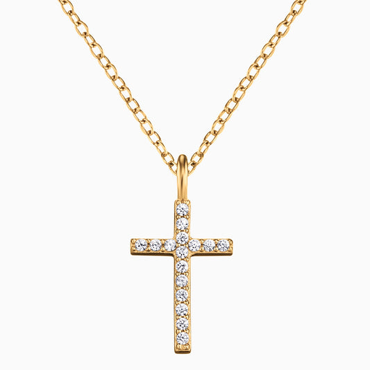Halskette 925er Silber Kreuz Gold mit Zirkonia