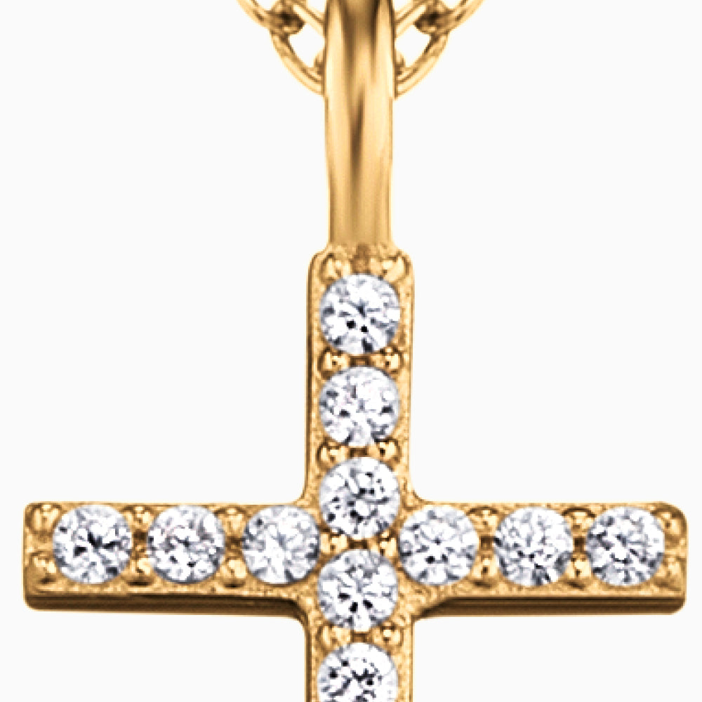 Halskette 925er Silber Kreuz Gold mit Zirkonia