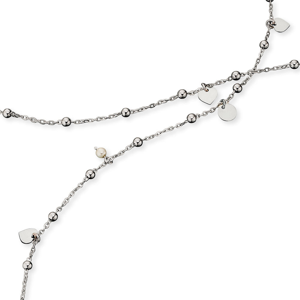 Halskette 925er Silber mit Muschelkernperlen