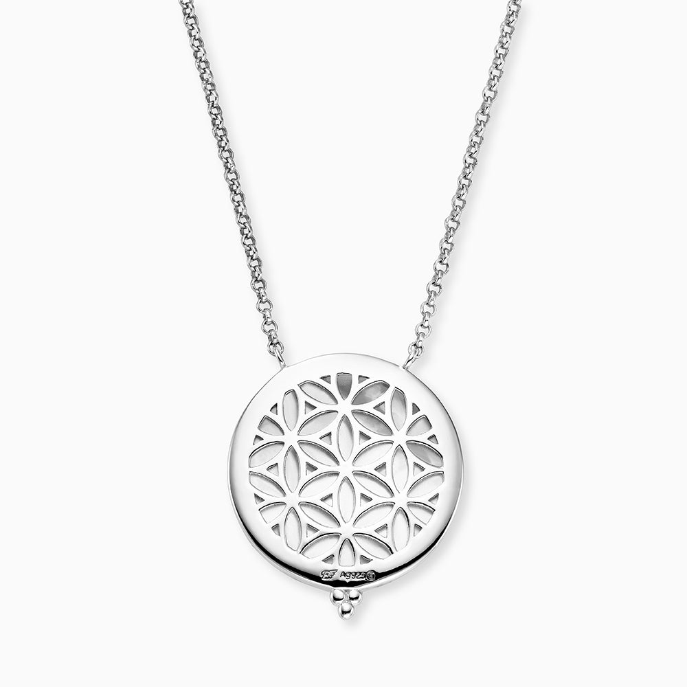 Halskette 925er Silber Lebensbaum Perlmutt Weiß